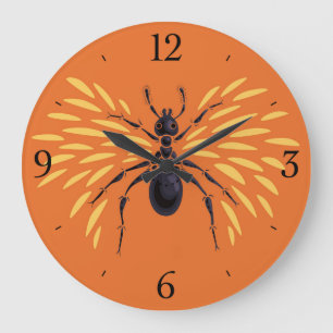 Relógio Grande Ant Art Insect Lover Fiery Orange Entomology