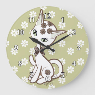 Relógio Grande Antiguidade feminino bonito Gold~ do gato do