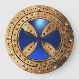 Relógio Grande ANTIQUE TEMPLAR CROSS Blue Sapphire Gem