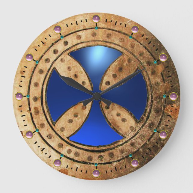 Relógio Grande ANTIQUE TEMPLAR CROSS Blue Sapphire Gem (Frente)