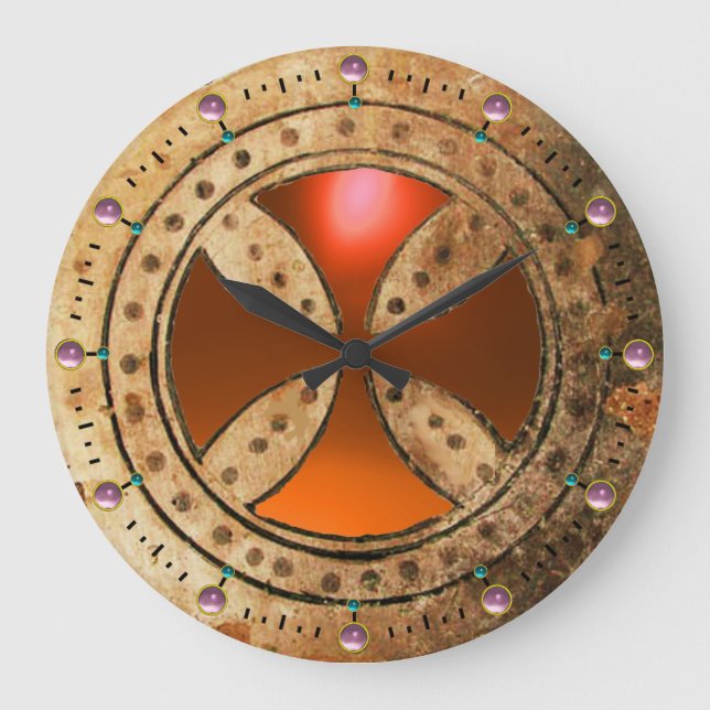 Relógio Grande ANTIQUE TEMPLAR CROSS Orange Agate Gem (Frente)
