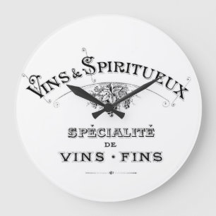 Relógio Grande Anúncio Vintage em francês sobre vinhos e bebida
