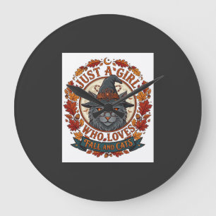 Relógio Grande Apenas Garota Que Ama Gatos Dia das Bruxas Witch O
