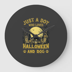 Relógio Grande Apenas garoto que ama o cachorro do Halloween da l