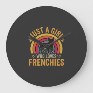 Relógio Grande Apenas Uma Garota Que Ama Frenchies Retro Cachorro