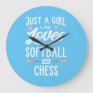 Relógio Grande Apenas Uma Menina Que Ama Softball E Xadrez.
