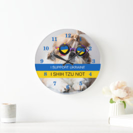 Relógio Grande Apoio a Ucrânia I Shih Tzu Not Heart flag