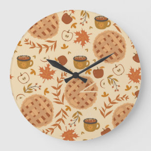 Relógio Grande Apple Pie Autumn: Vintage Graphics