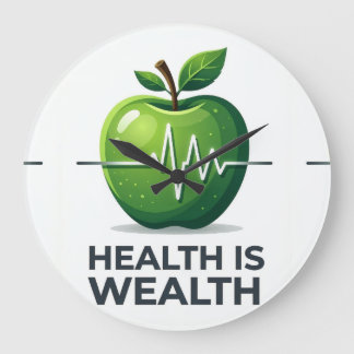Relógio Grande Apple with Heartbeat Pulse and Health is Wealth