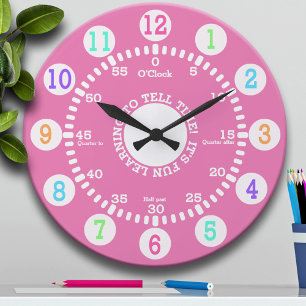 Relógio Grande Aprendendo a Informar o Tempo (Rosa)
