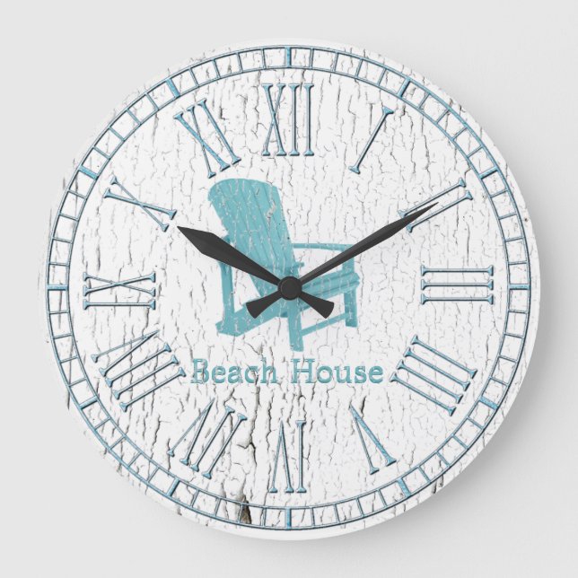 Relógio Grande Aqua Adirondack Cadeira Seu Texto (Frente)