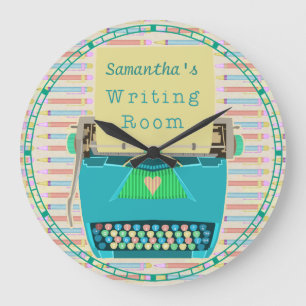 Relógio Grande Aqua personalizado sala do autor da escrita da