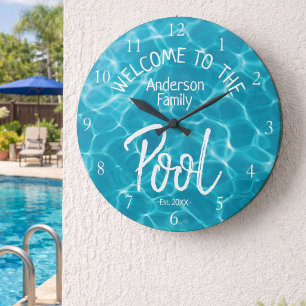 Relógio Grande Aqua Water Personalizada Bem-vindo à Piscina da Fa