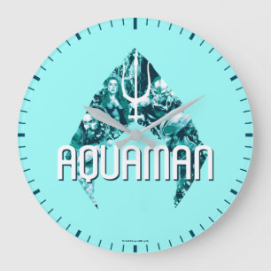 Relógio Grande Aquaman   Orin, Mera, Orm & Manta preto no símbol