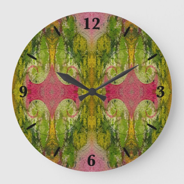 Relógio Grande Aquarela E Abstrato Impressionística Arte (Frente)