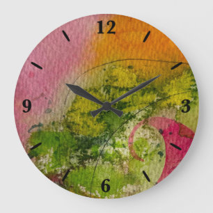 Relógio Grande Aquarela E Abstrato Impressionística Arte