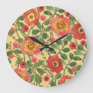 Relógio Grande Aquarela Floral Retroativa: Elegância do Eterno