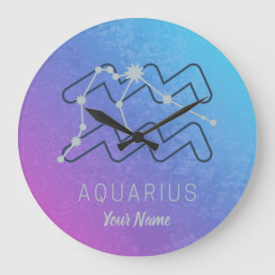 Relógio Grande Aquarius Zodistar Sinal Watercolor Horoscope