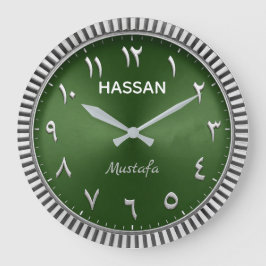 Relógio Grande Arabic Numeral Modern Islamic Luxury Emerald Green