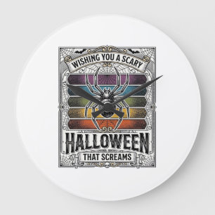 Relógio Grande Aranha de Halloween Assustadora Gravura Retro Aran
