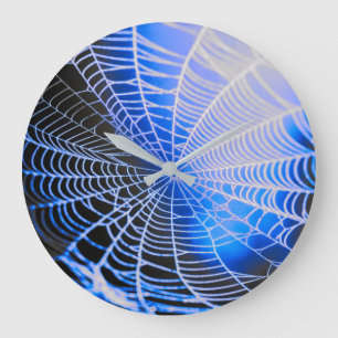 Relógio Grande Aranha Negra Azul Assustadora