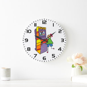 Relógio Grande Arcade Gamer Stick Figura Diversão Vintage Video G