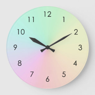 Relógio Grande Arco-Íris de Gradiente Mudado Pastel