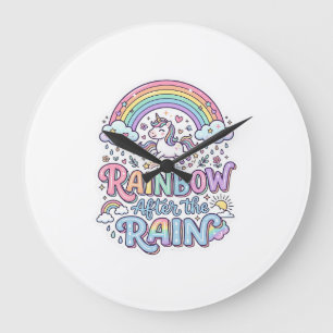 Relógio Grande Arco-íris de Unicórnio Após a Chuva Vetor Premium