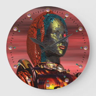Relógio Grande ARES CYBORG PORTRAIT Red Science Fiction Sci-Fi
