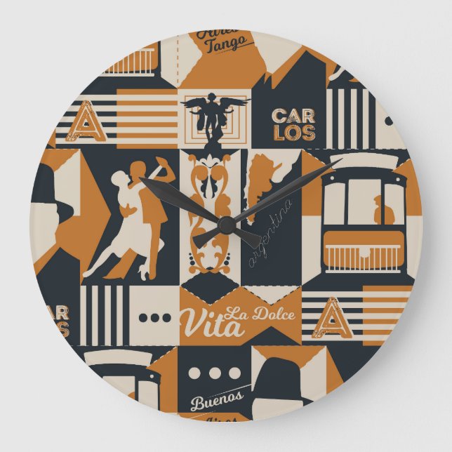 Relógio Grande Argentina: Ilustração Étnica Perfeita. (Frente)