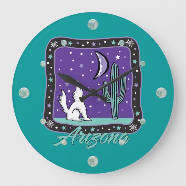 Relógio Grande Arizona Howling Coyote Wall Clock (Frente)