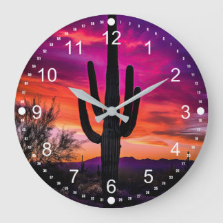 Relógio Grande Arizona Saguaro Cactus Sudoeste Sunset