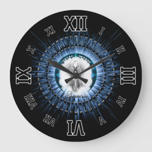 Relógio Grande Arsencia Arte Fractal Eetética Prateada Leve