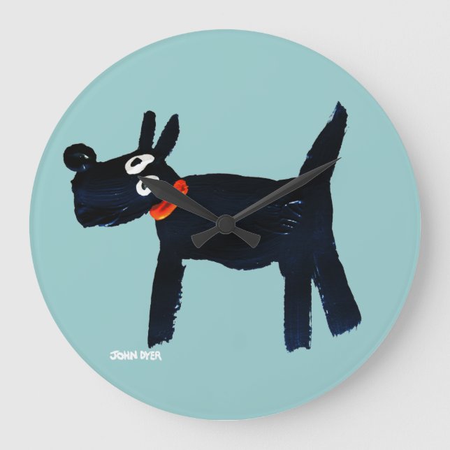Relógio Grande Art Clock: John Dyer Scotty Dog (Frente)