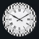 Relógio Grande Art Deco Abstrato / Viena Secessão Geométrica<br><div class="desc">Padrão preto e branco elegante em uma deco de arte,  estilo Jugendstil ou Essecessão de Viena.</div>