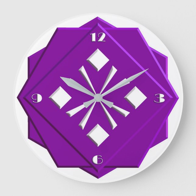 Relógio Grande Art Deco amethyst purple geometric pattern (Frente)