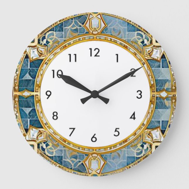 Relógio Grande Art Deco Azul (Frente)