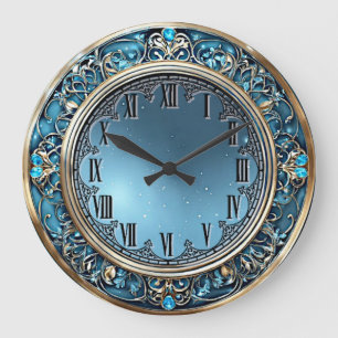 Relógio Grande Art Deco Azul