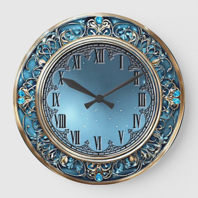 Relógio Grande Art Deco Azul (Frente)