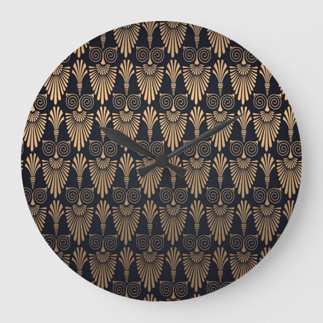 Relógio Grande Art Deco Black Dourado: Retro. (Frente)