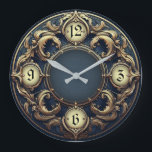 Relógio Grande Art Deco Blue Extra Elegant Wall<br><div class="desc">Great clock design. You will love it like others. Be free to use this design for other product you like or to customize and add your text. Follow me for more. Thank you. Have a nice day.</div>