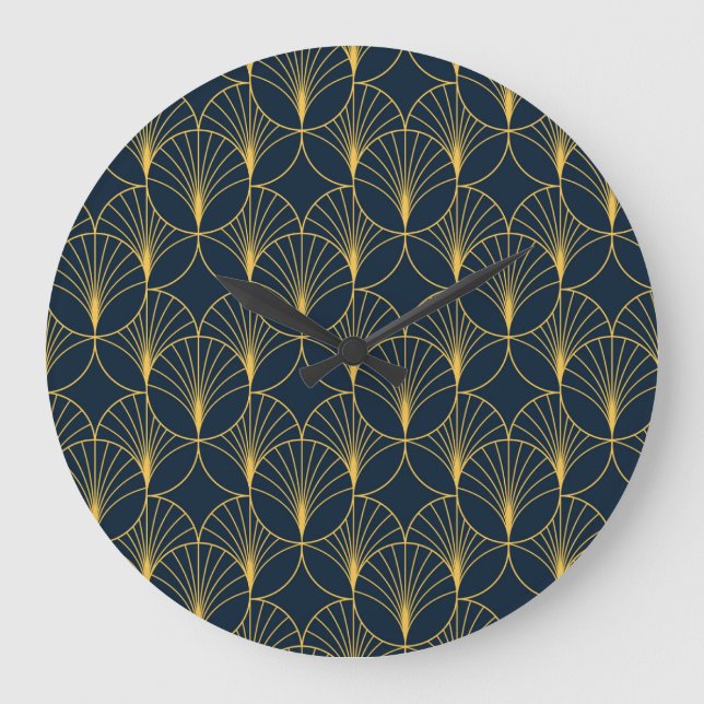 Relógio Grande Art Deco Elegance: Fan Motifs (Frente)
