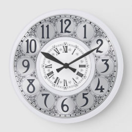 Relógio Grande Art Deco Elegante na moda faux prata unisex presen