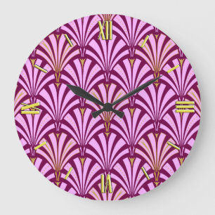 Relógio Grande Art Deco fan pattern - orchid and purple