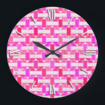 Relógio Grande Art Deco industrial chic - pink, fuchsia, orchid<br><div class="desc">An Art Deco inspired industrial chic abstract print in shades of azalea pink,  fuchsia,  and orchid,  accented with white - digital design</div>