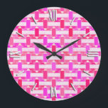 Relógio Grande Art Deco industrial chic - pink, fuchsia, orchid<br><div class="desc">An Art Deco inspired industrial chic abstract print in shades of azalea pink,  fuchsia,  and orchid,  accented with white - digital design</div>