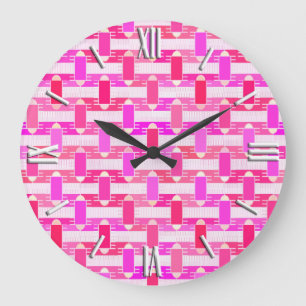 Relógio Grande Art Deco industrial chic - pink, fuchsia, orchid