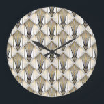 Relógio Grande Art Deco, luxo de ouro<br><div class="desc">Padrão de Art Deco. Fundo branco preto dourado ventilado. Enfeite sem costura de luxo. Vinte e poucos anos motif Watercolor colage do retrato feminino. Uma mistura de beleza e expressão artística. Olhos de aquarela, lascas e lábios se juntam em um padrão encantador. Uma celebração lúdica e artística da beleza feminina....</div>