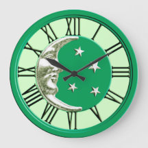 Art Deco Moon Face - Jade Green e Silver
