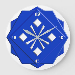 Relógio Grande Art Deco sapphire blue geometric pattern